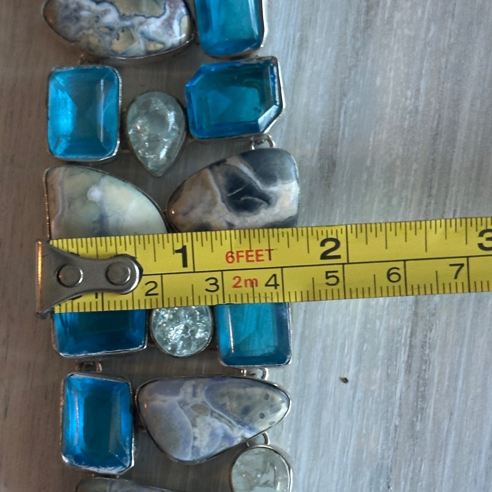Stunning Blue and Unmarked Silver Stone /Gem Bracelet - Picture 10 of 11